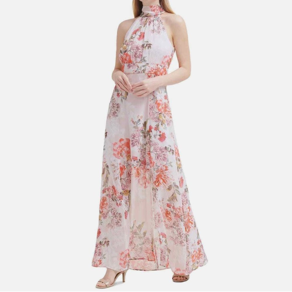 Eliza J Pink Floral Halter Maxi Dress
